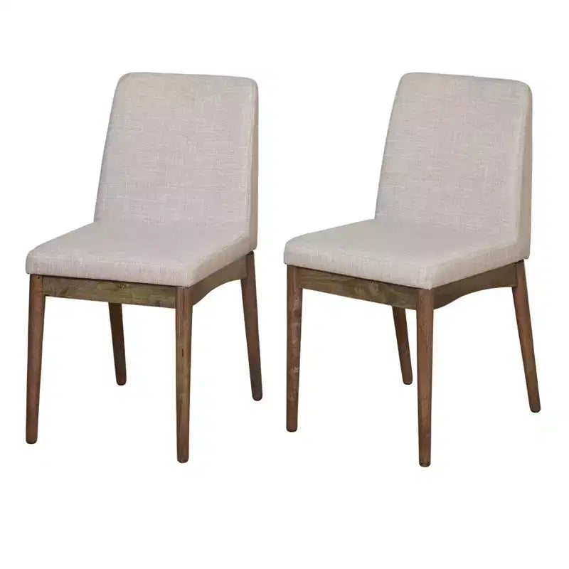 Sedia da pranzo imbottita grigio chiaro in stile Mid-Century, finitura noce, set da 2