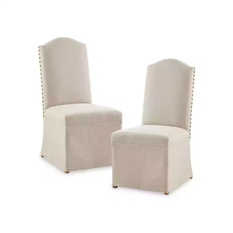 Sedia da pranzo alta con schienale, senza braccioli, beige, set da 2
