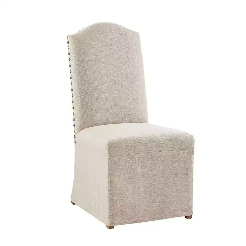 Sedia da pranzo alta con schienale, senza braccioli, beige, set da 2