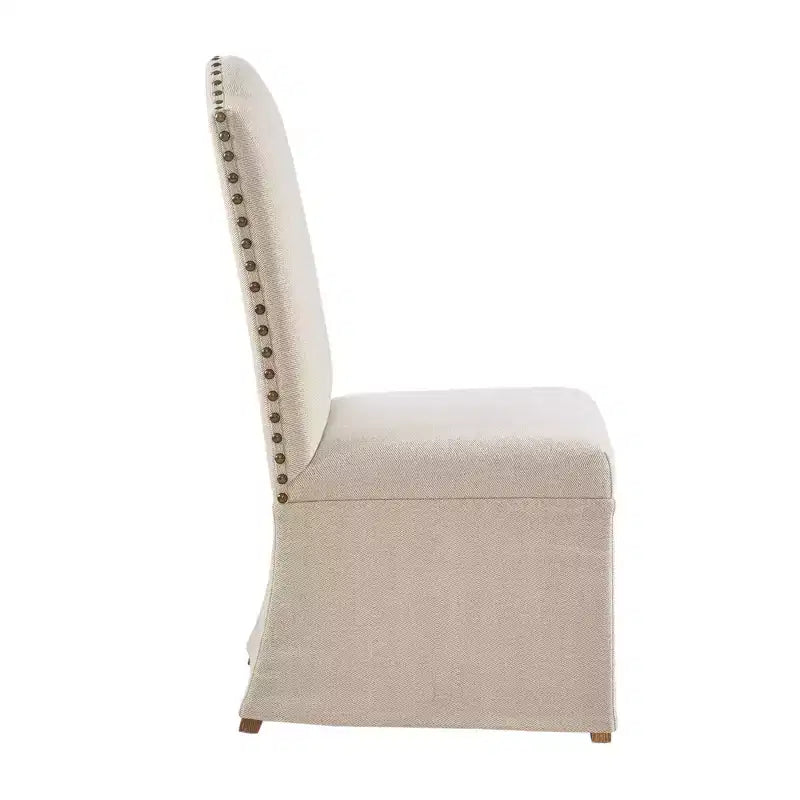 Sedia da pranzo alta con schienale, senza braccioli, beige, set da 2