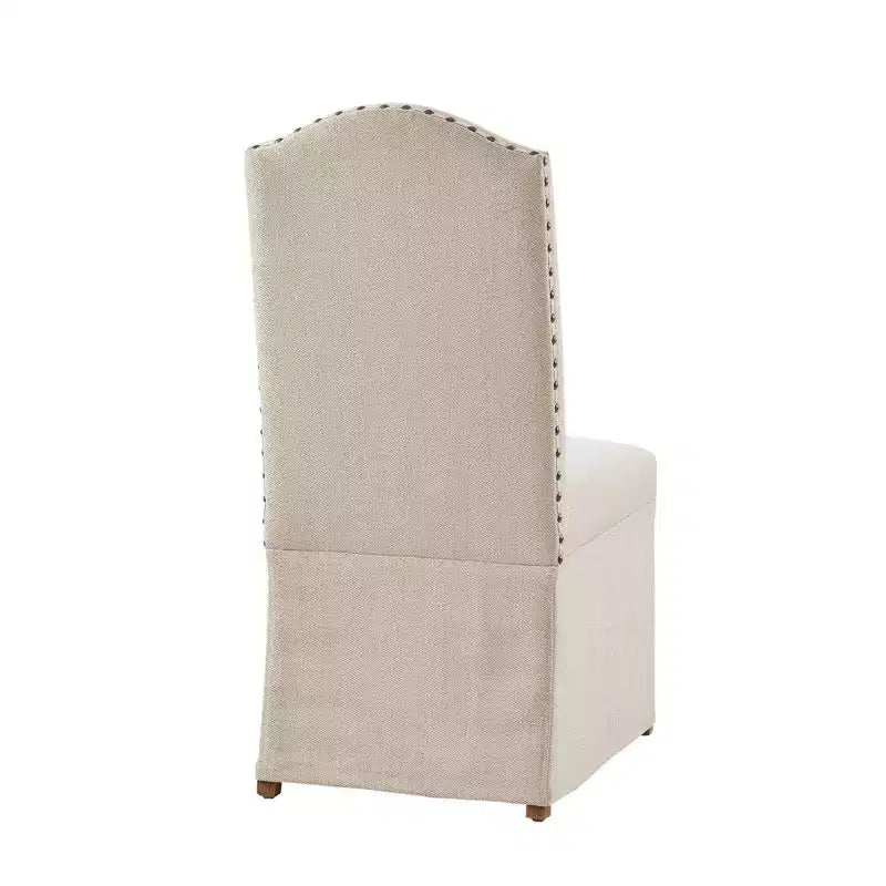 Sedia da pranzo alta con schienale, senza braccioli, beige, set da 2