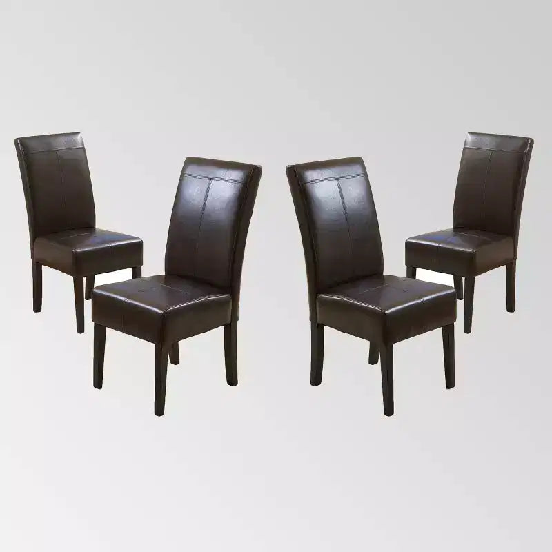 Sedie da pranzo imbottite senza braccioli, marrone cioccolato, set da 4