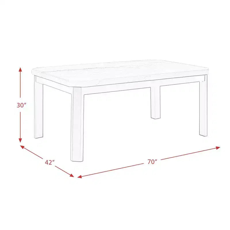 Picket House Furnishings Celine Tavolo da pranzo in marmo altezza standard bianco: Elegante base nera, 4 posti a sedere