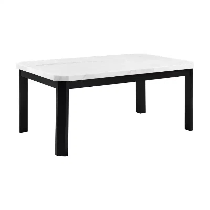Picket House Furnishings Celine Tavolo da pranzo in marmo altezza standard bianco: Elegante base nera, 4 posti a sedere