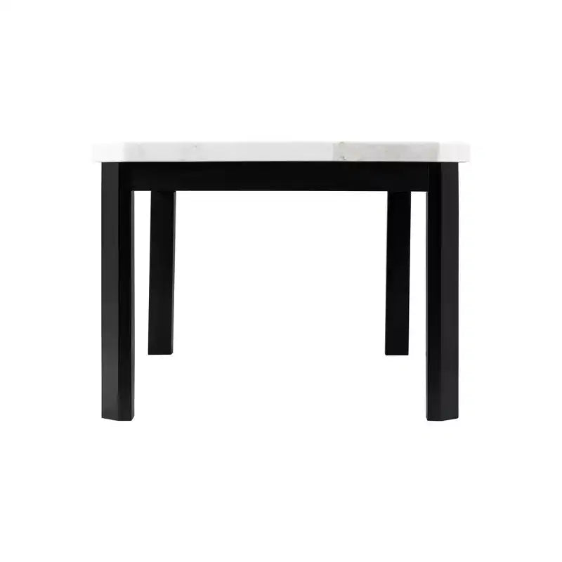 Picket House Furnishings Celine Tavolo da pranzo in marmo altezza standard bianco: Elegante base nera, 4 posti a sedere
