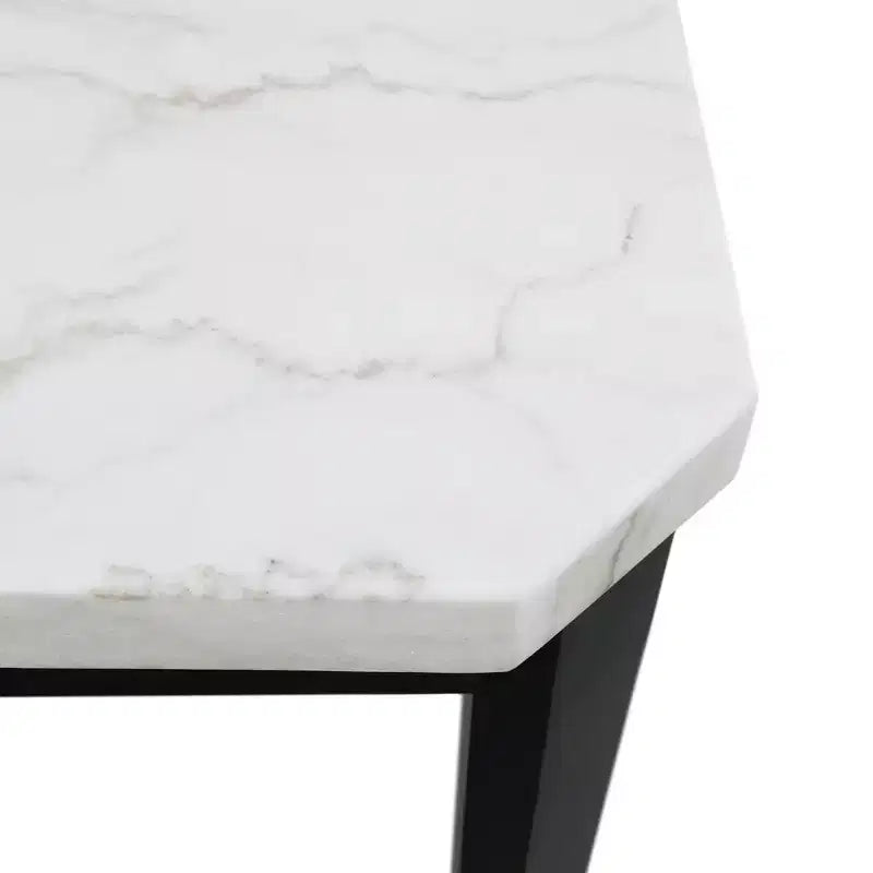 Picket House Furnishings Celine Tavolo da pranzo in marmo altezza standard bianco: Elegante base nera, 4 posti a sedere