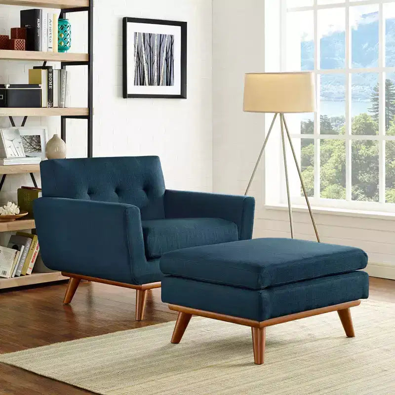 Set poltrona imbottita e pouf Azure – 2 pezzi, 1 posto