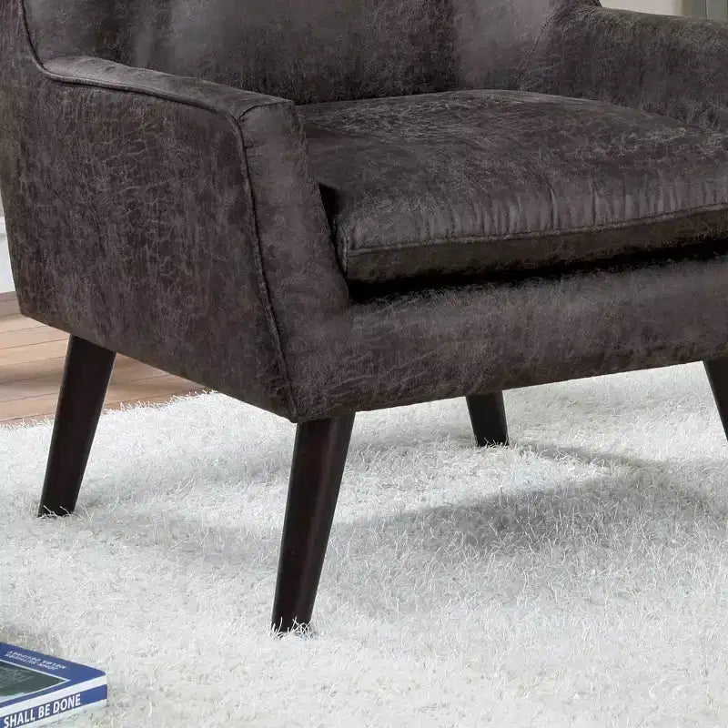 Poltrona in lino trapuntata con bottoni, grigio scuro, 1 posto