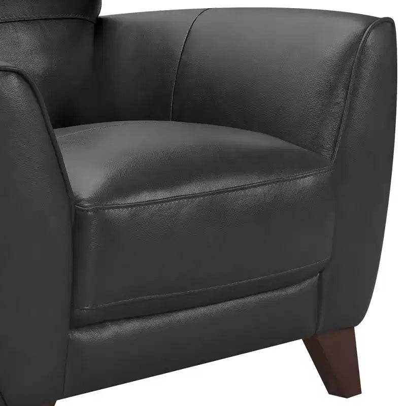 Poltrona in Vera Pelle Nera, Seduta Singola, Stile Contemporaneo