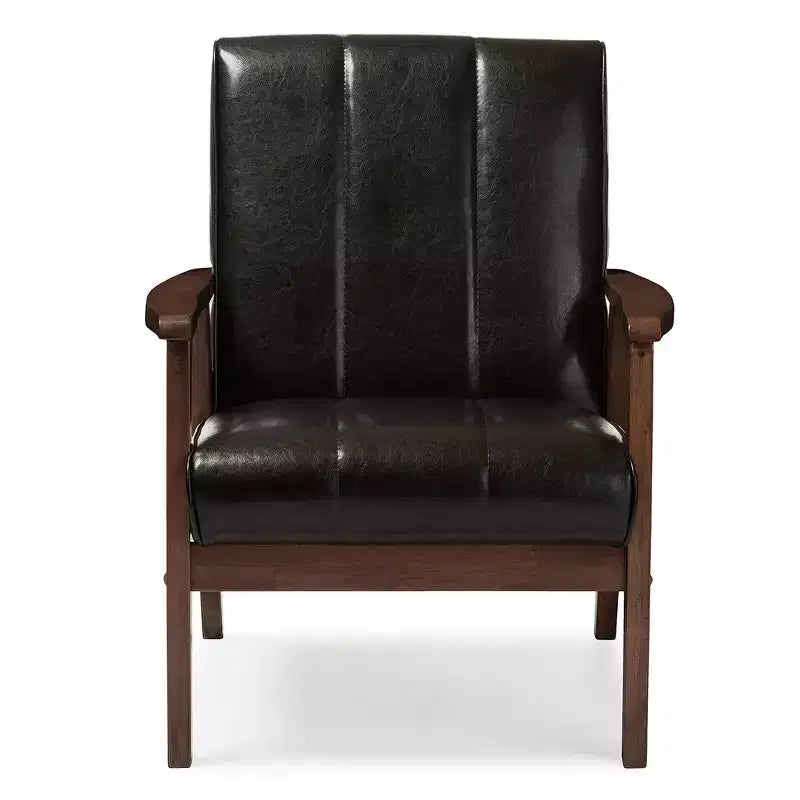 Poltrona relax Mid-Century in similpelle marrone scuro – 1 posto a sedere