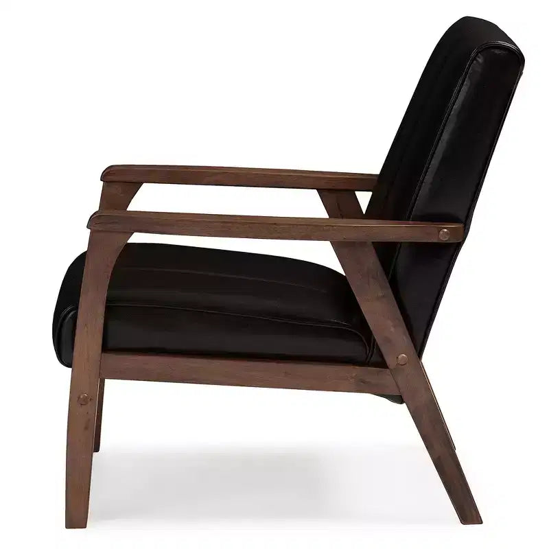 Poltrona relax Mid-Century in similpelle marrone scuro – 1 posto a sedere