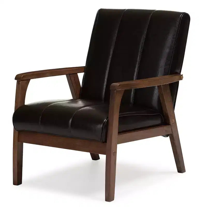 Poltrona relax Mid-Century in similpelle marrone scuro – 1 posto a sedere