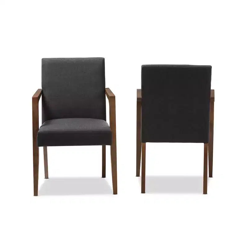 Poltrona d'accento senza braccioli grigio scuro, set da 2