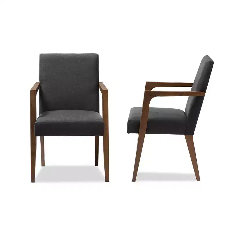 Poltrona d'accento senza braccioli grigio scuro, set da 2