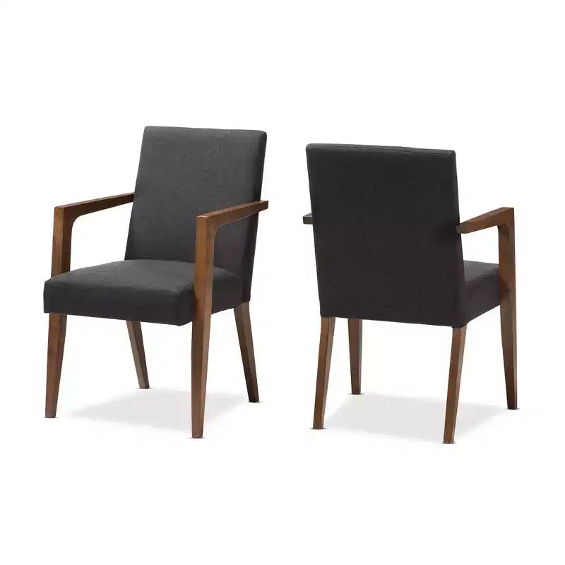 Poltrona d'accento senza braccioli grigio scuro, set da 2