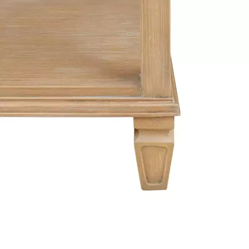 Comodino rustico marrone naturale, 1 persona, 1 cassetto e ripiano aperto