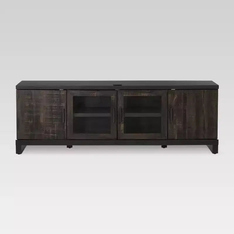 Storage TV Stand for TVs up to 75" Weathered Pine - Threshold™: Farmhouse Style Media Console with Adjustable Shelves