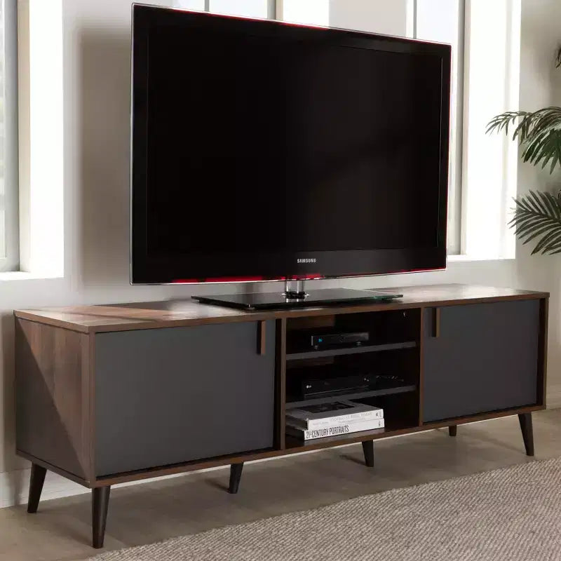 Mobile TV Noce Marrone/Grigio Scuro, Stile Moderno, Adatto per TV fino a 55"