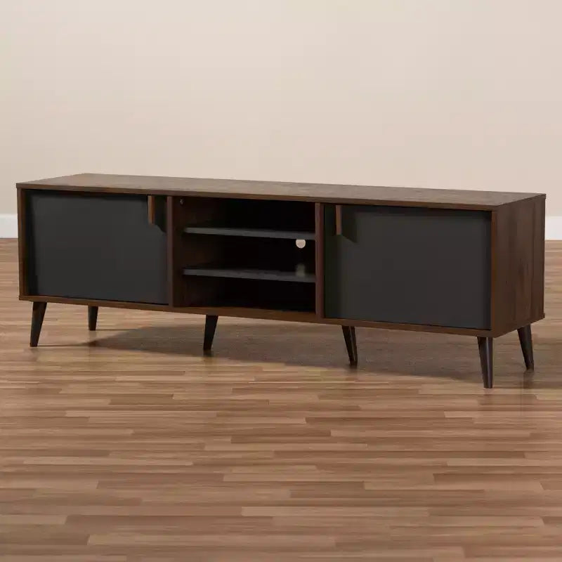 Mobile TV Noce Marrone/Grigio Scuro, Stile Moderno, Adatto per TV fino a 55"