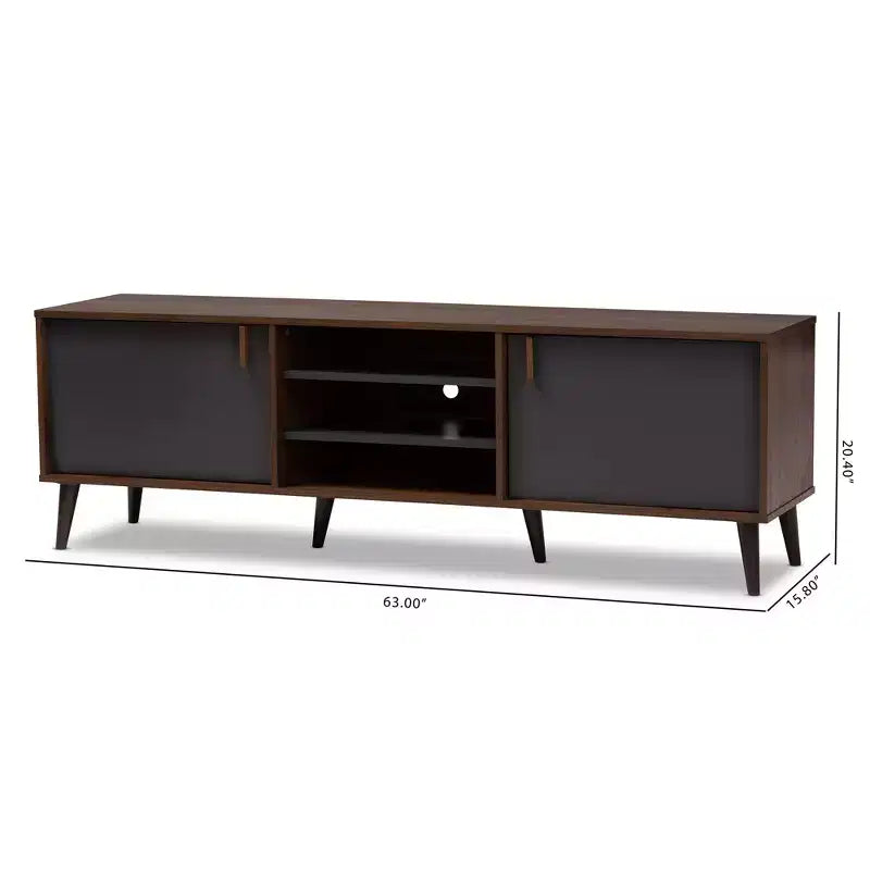 Mobile TV Noce Marrone/Grigio Scuro, Stile Moderno, Adatto per TV fino a 55"