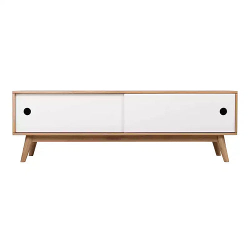 Abacus Storage TV Stand for TVs up to 67" Oak/White - Universal Expert: Sideboard with Cable Management