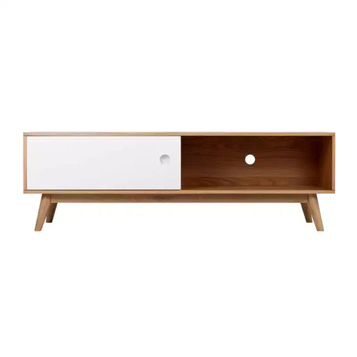Mobile Porta TV Abacus per TV fino a 67" Rovere/Bianco - Universal Expert: Madia con gestione cavi