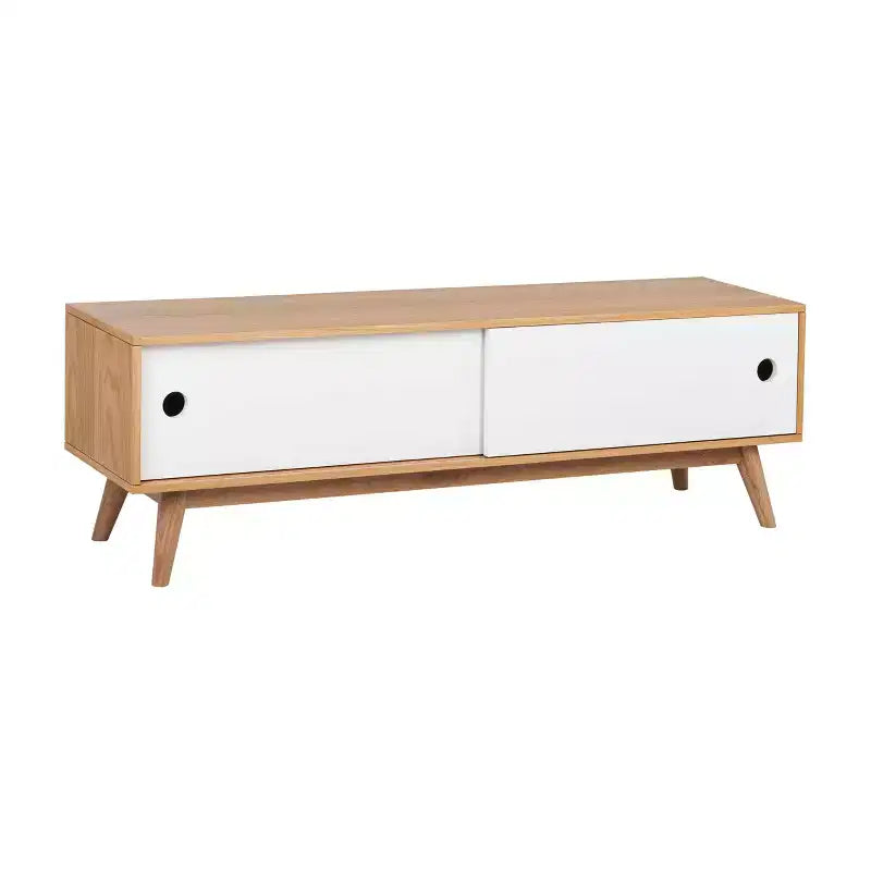Mobile Porta TV Abacus per TV fino a 67" Rovere/Bianco - Universal Expert: Madia con gestione cavi