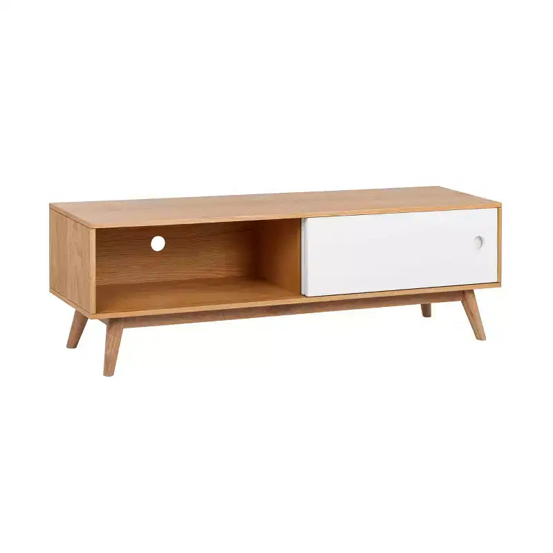 Mobile Porta TV Abacus per TV fino a 67" Rovere/Bianco - Universal Expert: Madia con gestione cavi