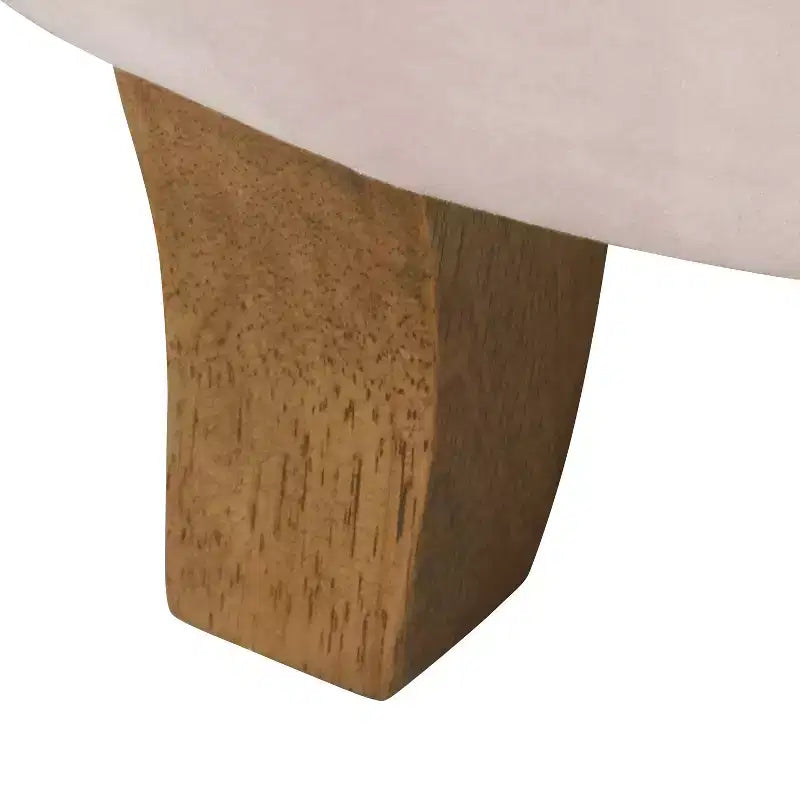 Pouf contenitore rotondo in velluto trapuntato rosa cipria, 1 posto