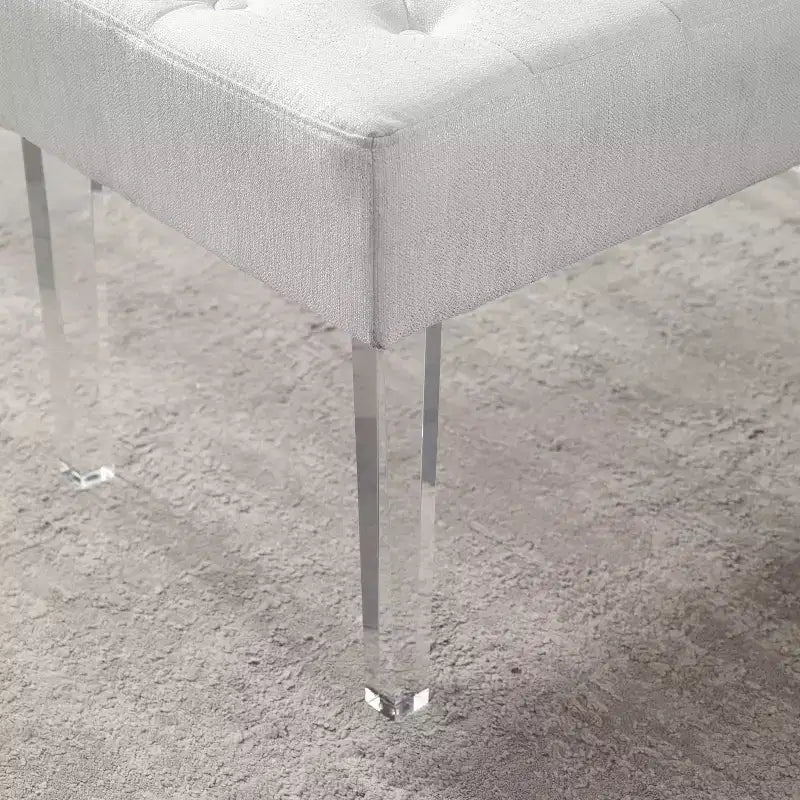 Panchina in lino trapuntato argentato con gambe in acrilico – 1 posto