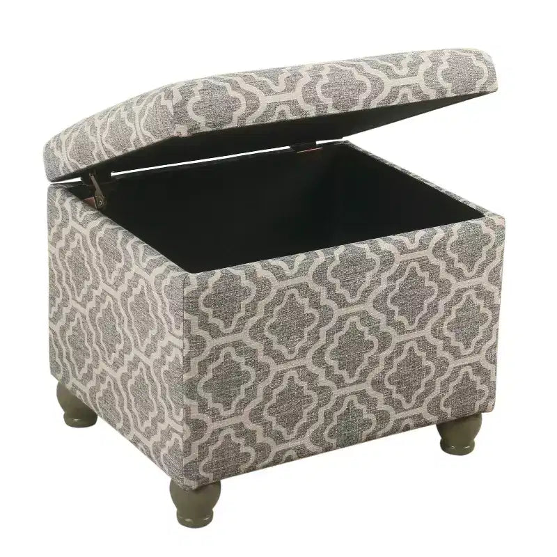 Pouf Contenitore Quadrato Geometrico Grigio, Posti a Sedere 1