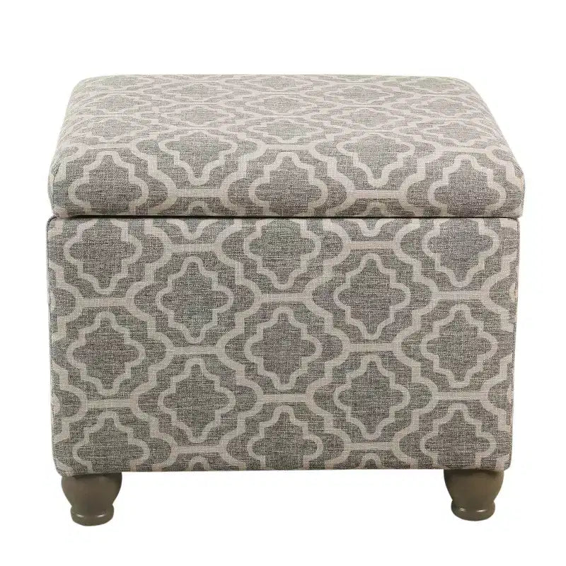 Pouf Contenitore Quadrato Geometrico Grigio, Posti a Sedere 1