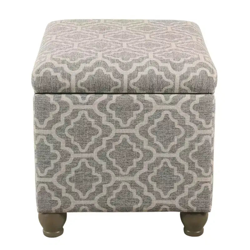 Pouf Contenitore Quadrato Geometrico Grigio, Posti a Sedere 1