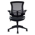 Modern Office Chair Black - Techni Mobili: Swivel, Mesh Back, Padded Flip-Up Arms