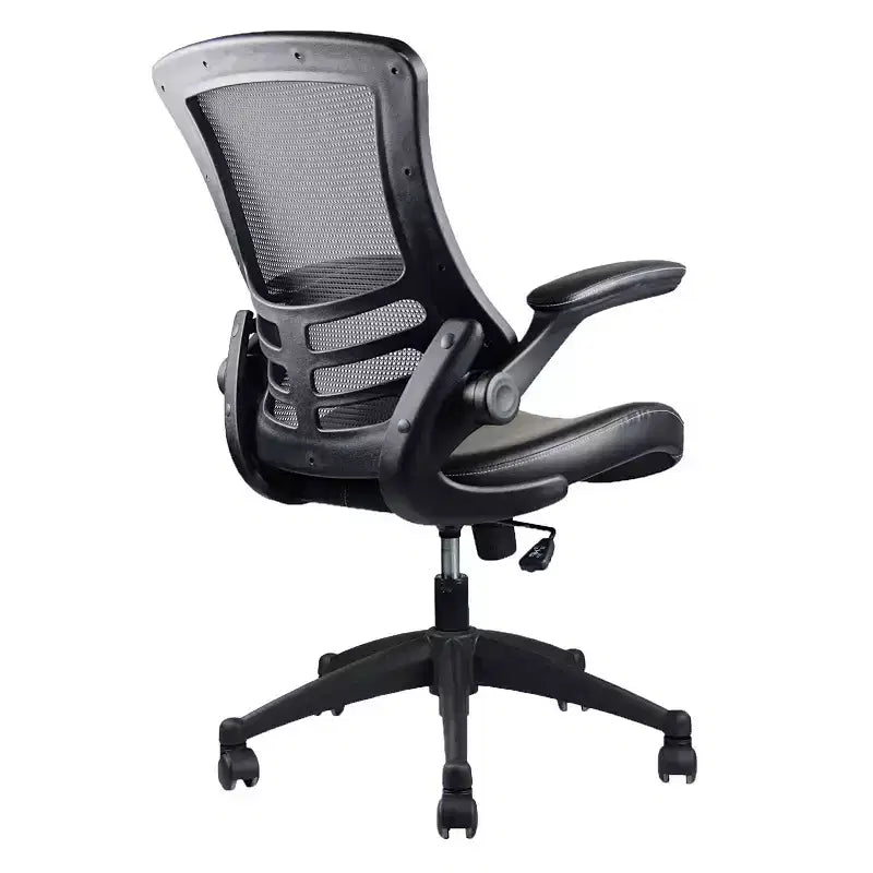 Sedia da ufficio nera in mesh con schienale medio, girevole, braccioli ribaltabili, 1 posto