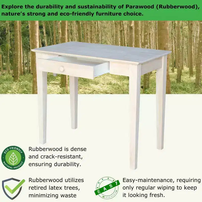 Scrivania in legno massello non rifinito, per una persona, 91 cm L x 51 cm P x 76 cm H