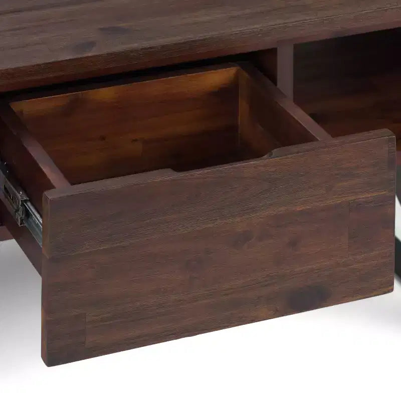 Tavolino da Caffè Nero e Marrone con Contenitore, per 1 Persona | Struttura in Metallo e Legno di Acacia, Stile Industriale