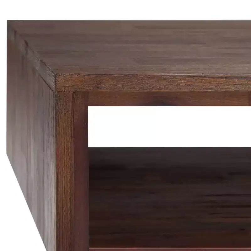 Tavolino da Caffè Nero e Marrone con Contenitore, per 1 Persona | Struttura in Metallo e Legno di Acacia, Stile Industriale