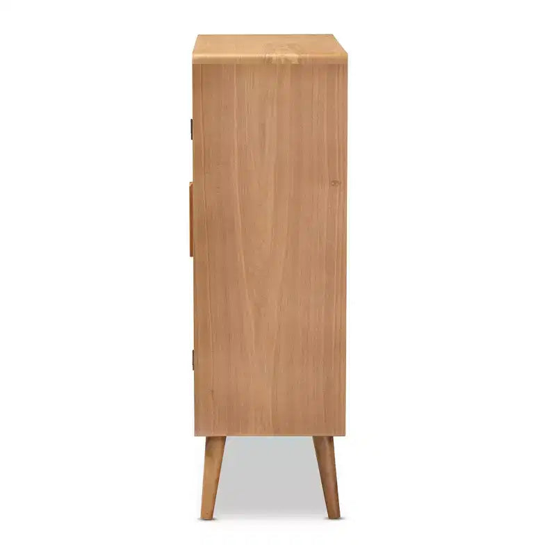 Mobile contenitore a 2 ante in legno e rattan rovere medio – Uso per adulti