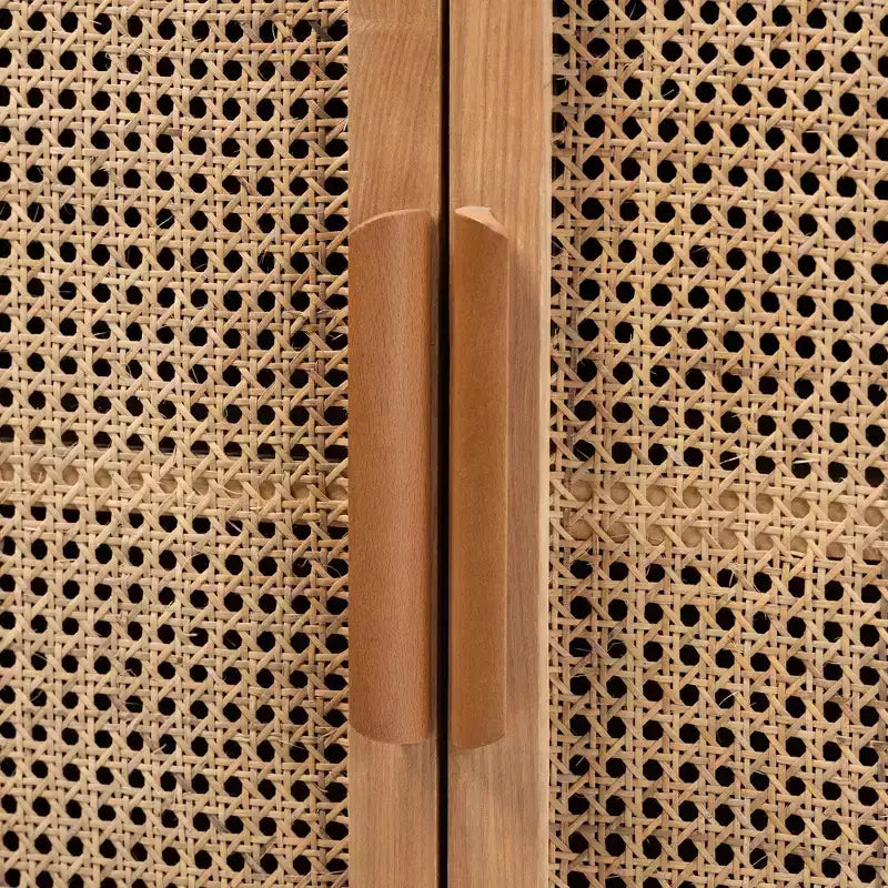 Mobile contenitore a 2 ante in legno e rattan rovere medio – Uso per adulti