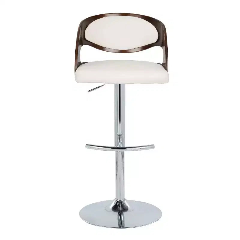 Sgabello da bar girevole di metà secolo color crema/noce e ciliegio/bianco, altezza regolabile, set da 2