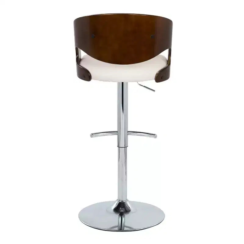 Sgabello da bar girevole di metà secolo color crema/noce e ciliegio/bianco, altezza regolabile, set da 2