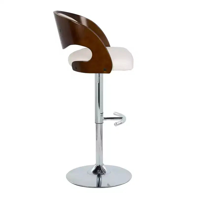Sgabello da bar girevole di metà secolo color crema/noce e ciliegio/bianco, altezza regolabile, set da 2