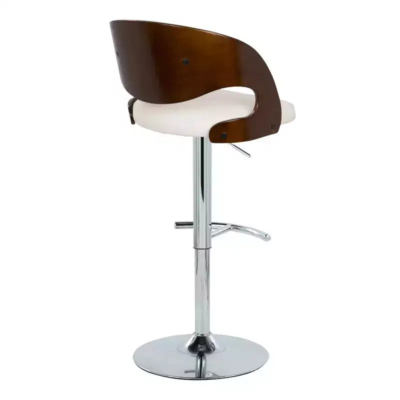 Sgabello da bar girevole di metà secolo color crema/noce e ciliegio/bianco, altezza regolabile, set da 2