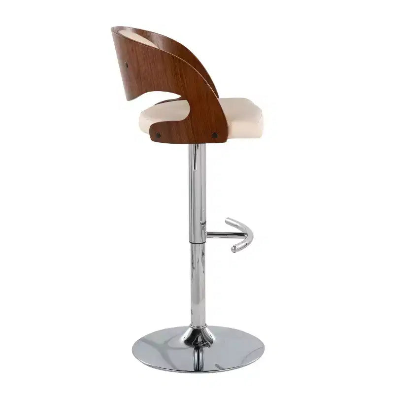 Sgabello da bar girevole di metà secolo color crema/noce e ciliegio/bianco, altezza regolabile, set da 2