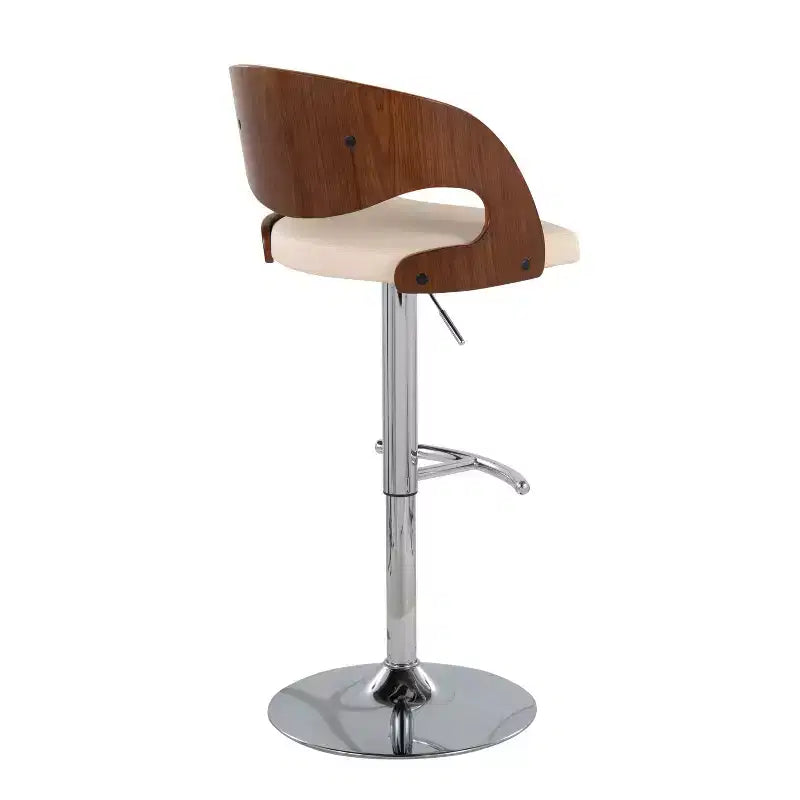 Sgabello da bar girevole di metà secolo color crema/noce e ciliegio/bianco, altezza regolabile, set da 2