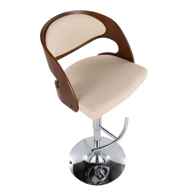 Sgabello da bar girevole di metà secolo color crema/noce e ciliegio/bianco, altezza regolabile, set da 2