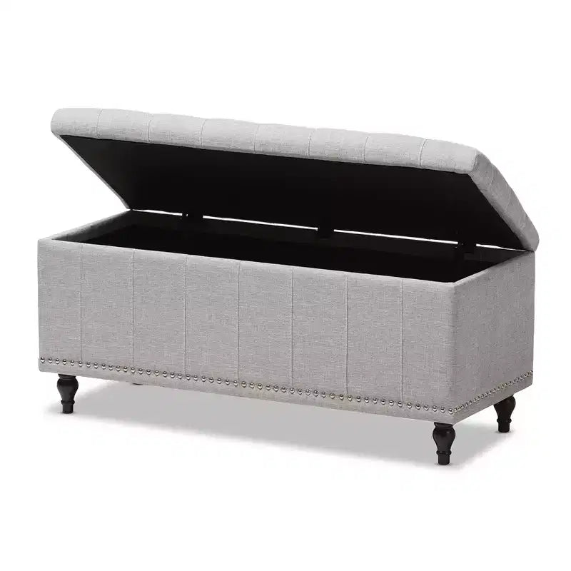 Panca contenitore trapuntata color beige camoscio / grigio scuro / beige grigiastro / azzurro, 1 posto a sedere