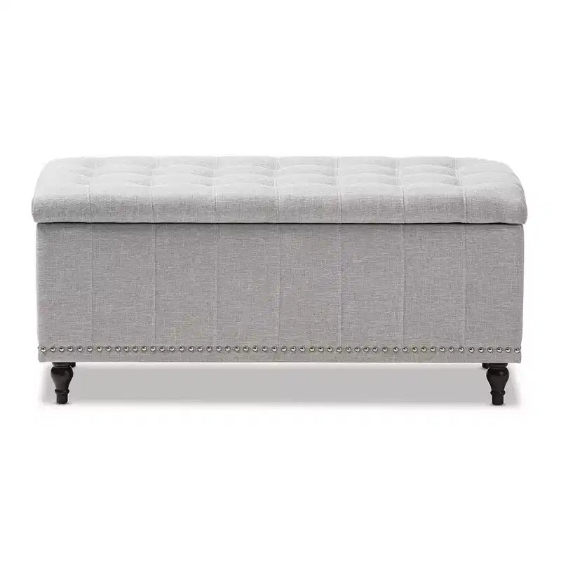 Panca contenitore trapuntata color beige camoscio / grigio scuro / beige grigiastro / azzurro, 1 posto a sedere