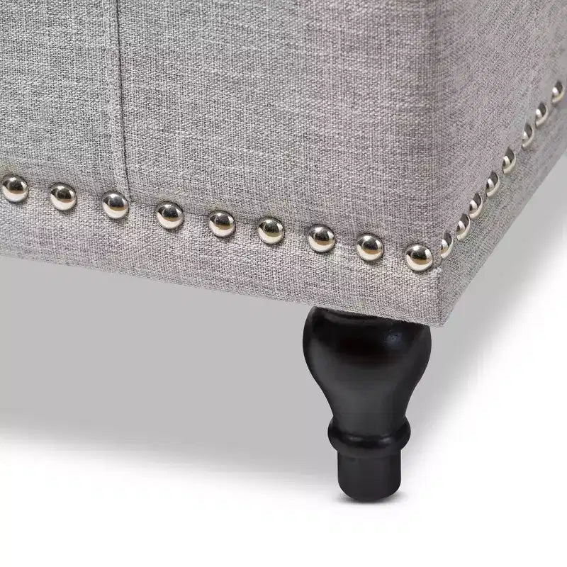 Panca contenitore trapuntata color beige camoscio / grigio scuro / beige grigiastro / azzurro, 1 posto a sedere